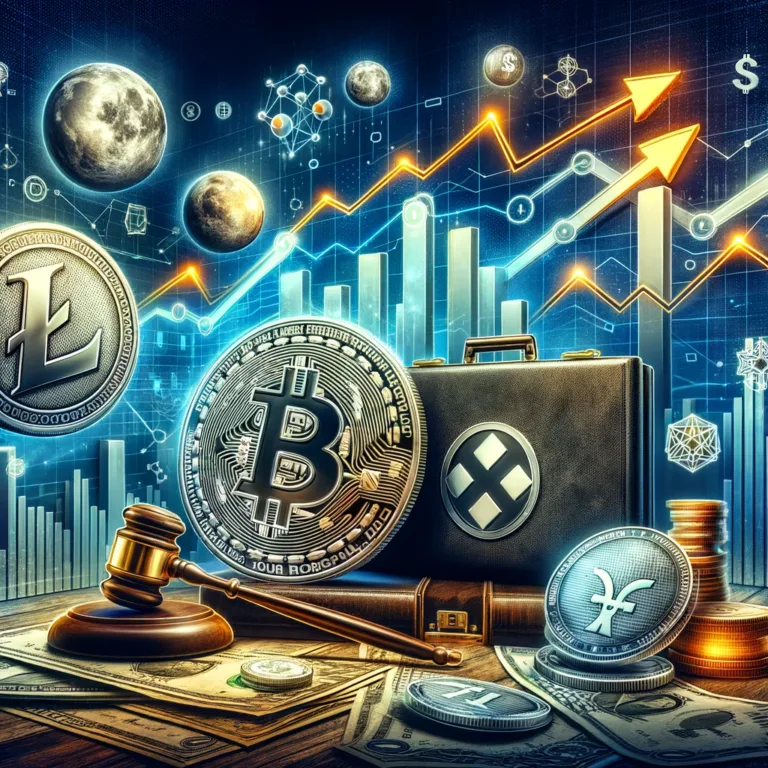 DALL·E 2024-02-21 13.37.14 - A visually compelling image that showcases the influx of institutional investment into the cryptocurrency market, highlighting Bitcoin and Litecoin, a