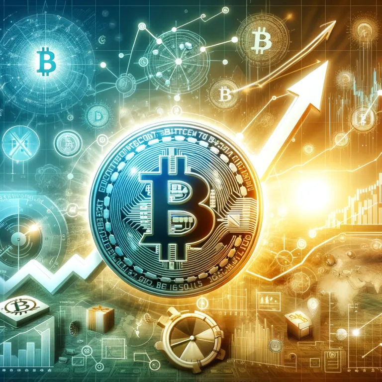 DALL·E 2024-02-22 13.10.34 - Illustrate Bitcoin's potential rise to $150,000, incorporating visual elements related to Exchange-Traded Funds (ETFs), the upcoming Bitcoin halving e